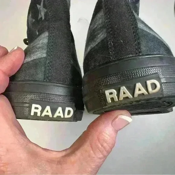 NEW RAAD BLACK AND WHITE FLAG HIGH TOPS MEN 10 WOMEN 11.5 - Picture 5 of 12